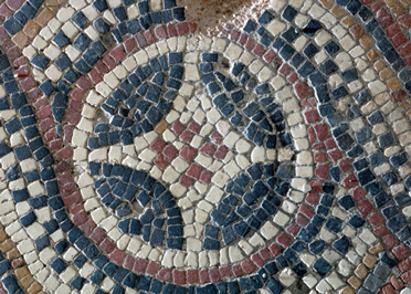 Detail of the mosaic pavement in the bishop's reception hall